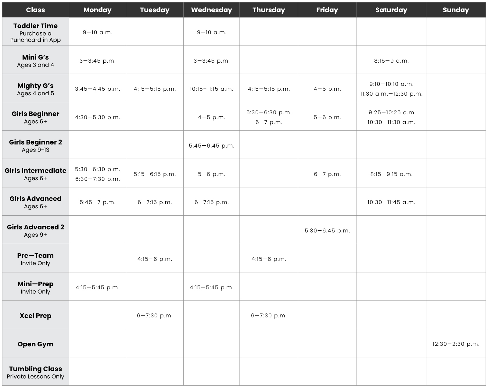 schedule