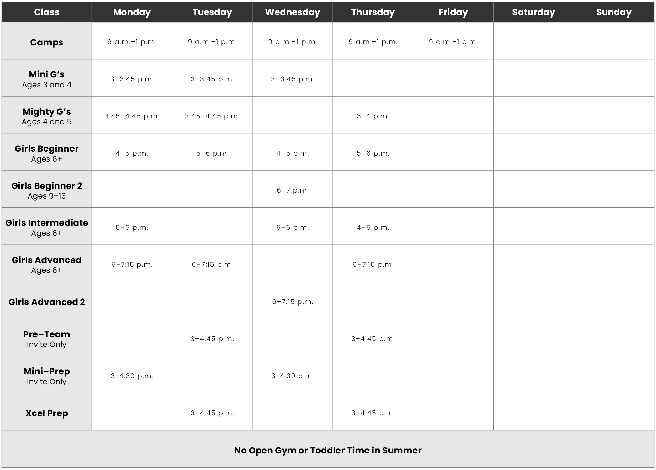 schedule