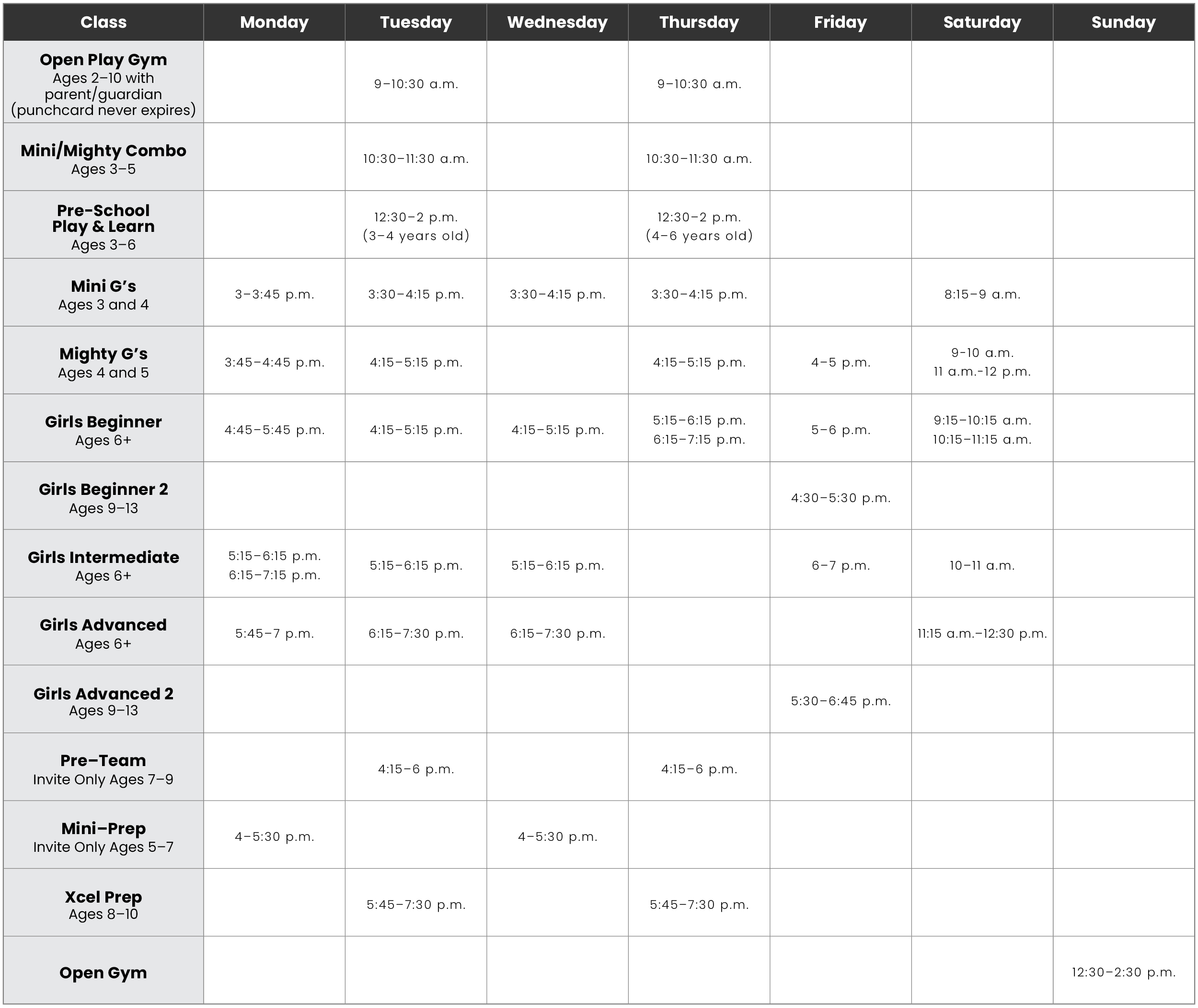 schedule