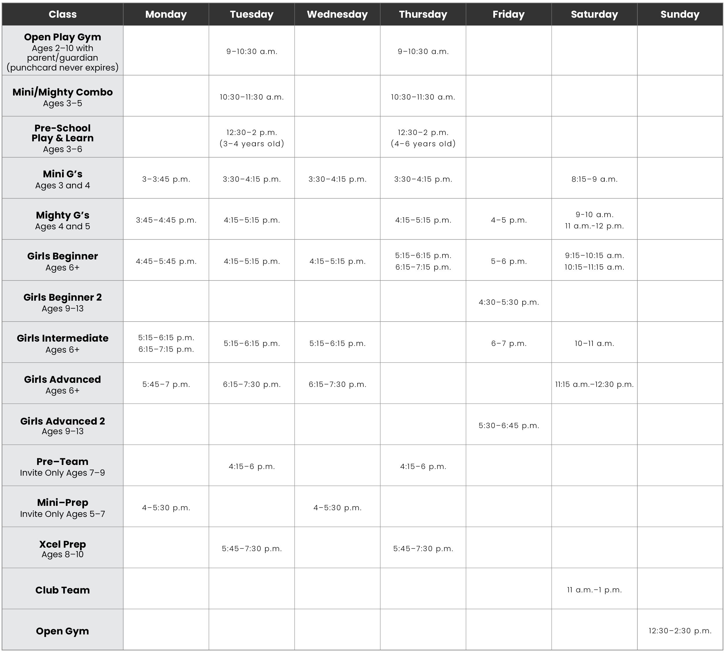 schedule