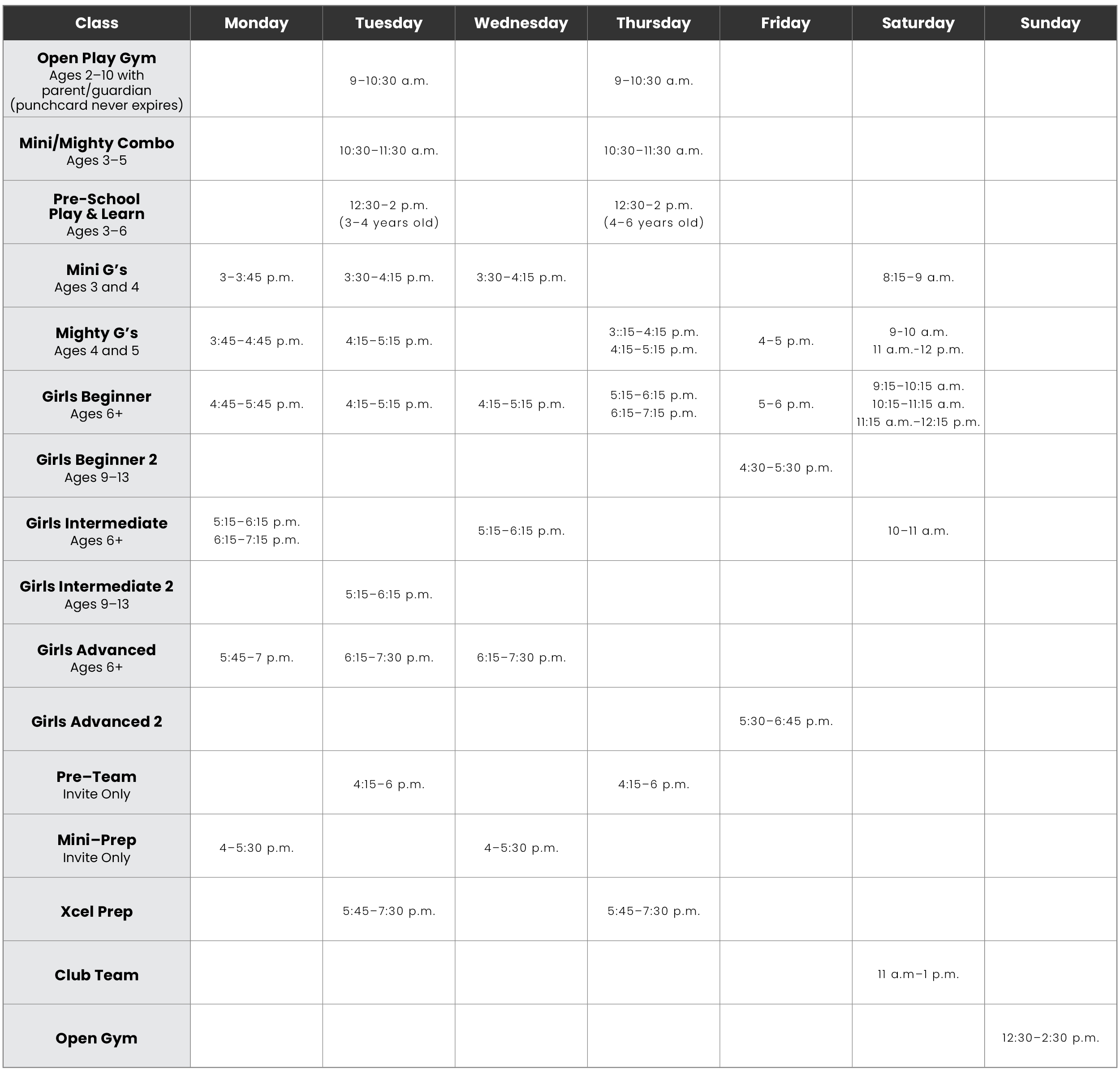 schedule